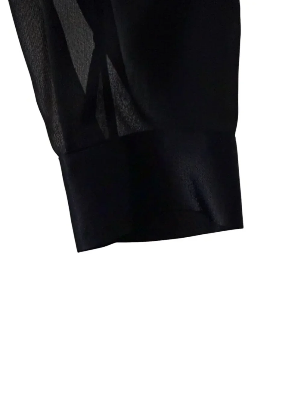 NWOT Zara Woman Mixed Media Semi-Sheer Satin Panel Button Up Long Sleeve Black M